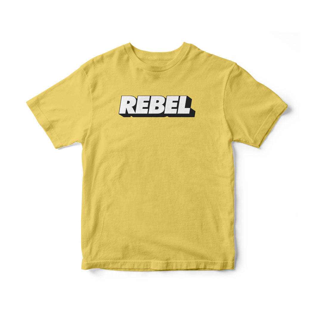 Rebel—Blk on Yellow T-Shirt